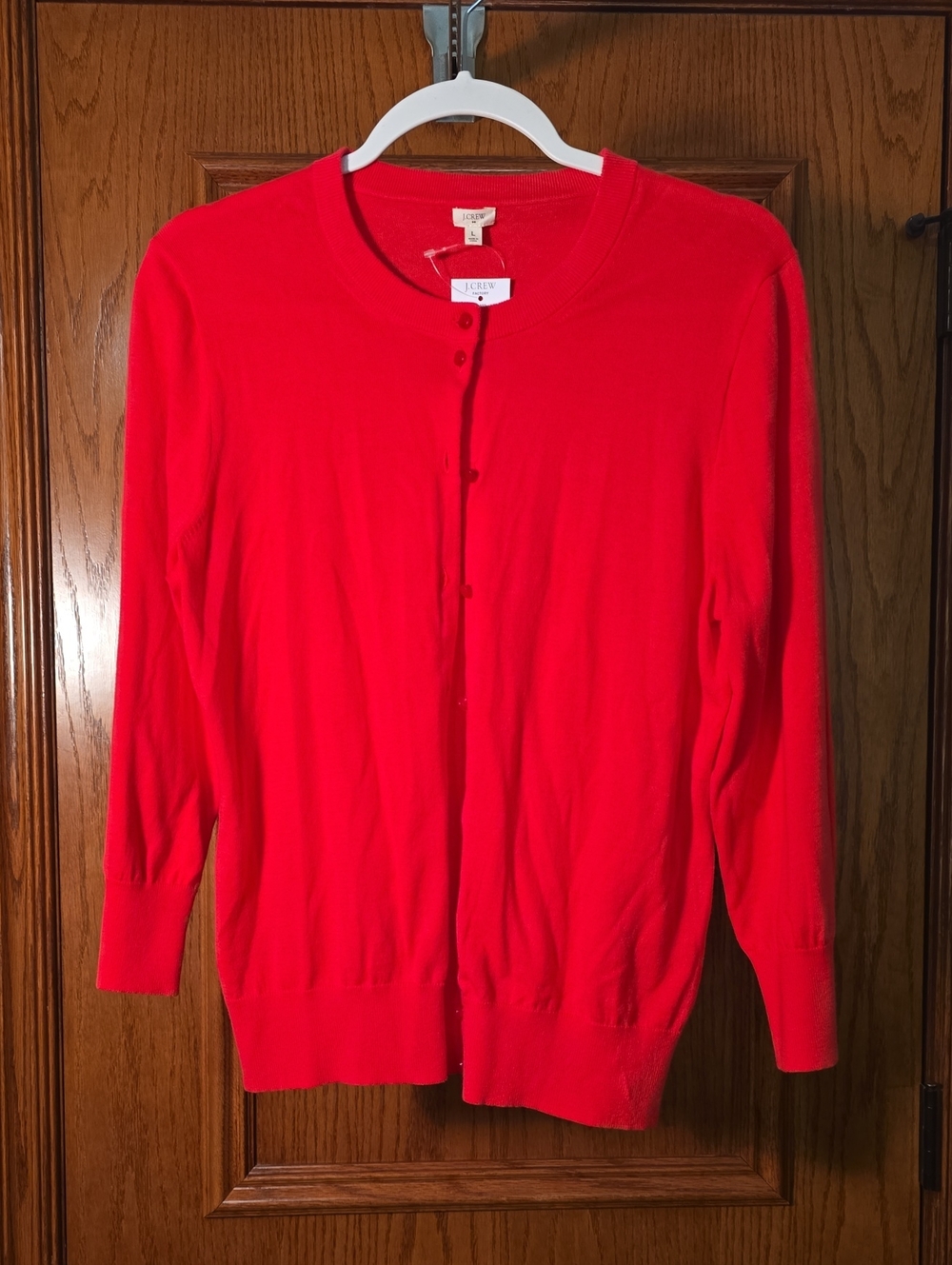 J. Crew Women's Bright Tangerine Crewneck Button-Front Cardigan